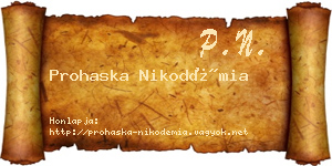 Prohaska Nikodémia névjegykártya